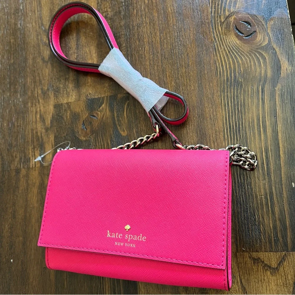NWOT! Kate Spade Cedar St Cami Pink Saffiano Leather Small Chain Strap Crossbody